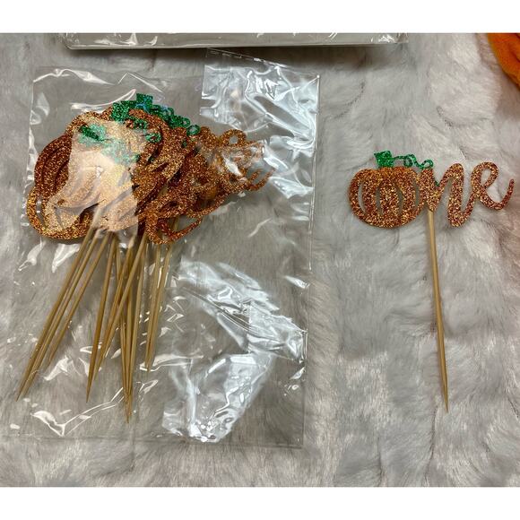 Autumn Fall Pumpkin First Birthday Bundle for One Year Old 1st Party Decorations - Picture 7 of 16